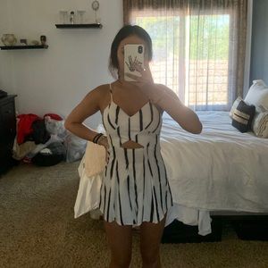 Black and white striped romper